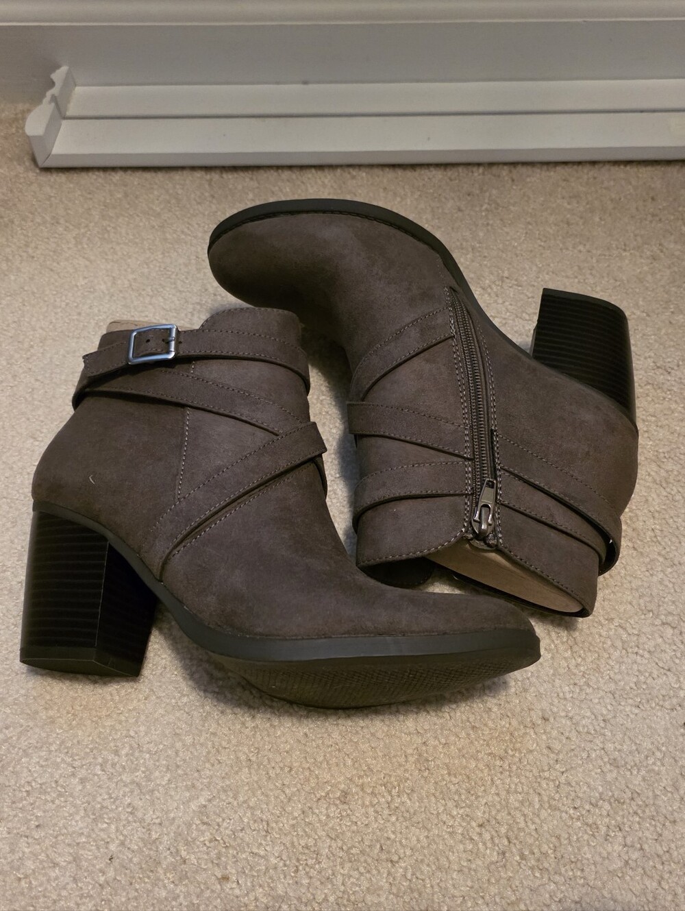 NEW Women's Taupe Suede Ankle Bootie with Block Heel I Style & Co